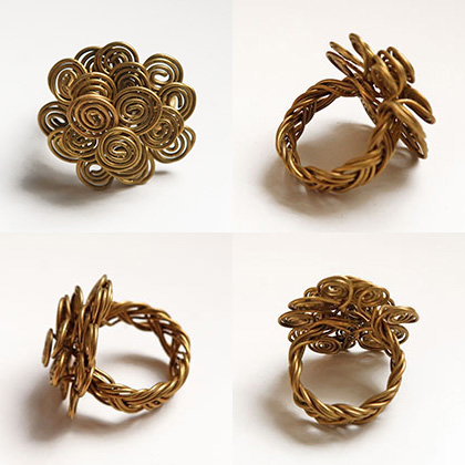 インド民族真鍮製渦巻きデザイン指輪写真