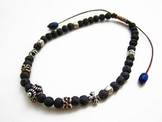 ラバストーンビーズ（溶岩）を使ったメンズブレスレット