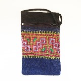モン族刺繍古布スマホポーチ 民族刺繍古布