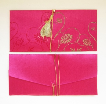 インドの封筒 インドピンク色のロータス模様の封筒