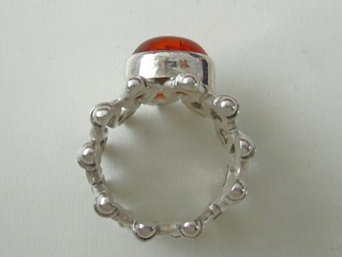 シルバー天然石指輪 アンバー琥珀